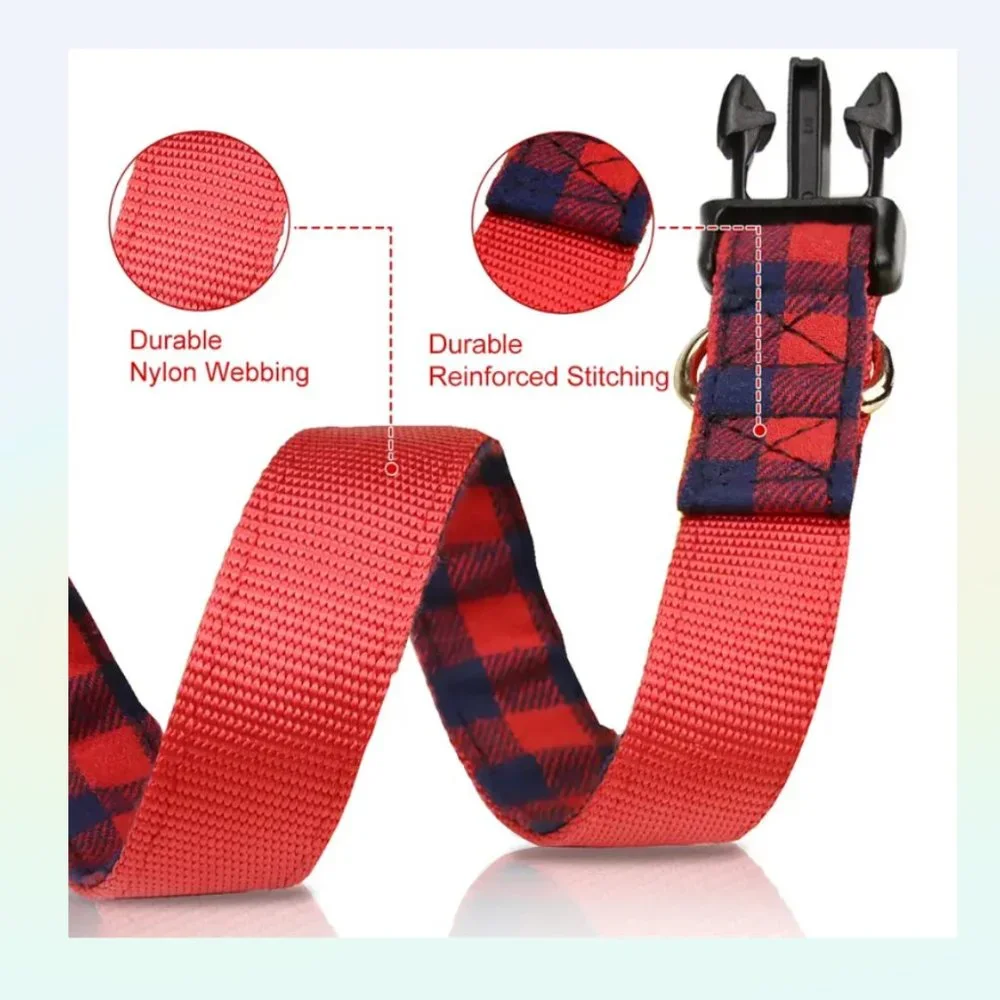 NWT Plaid flannel bowtie collar red and blue S - 10-16